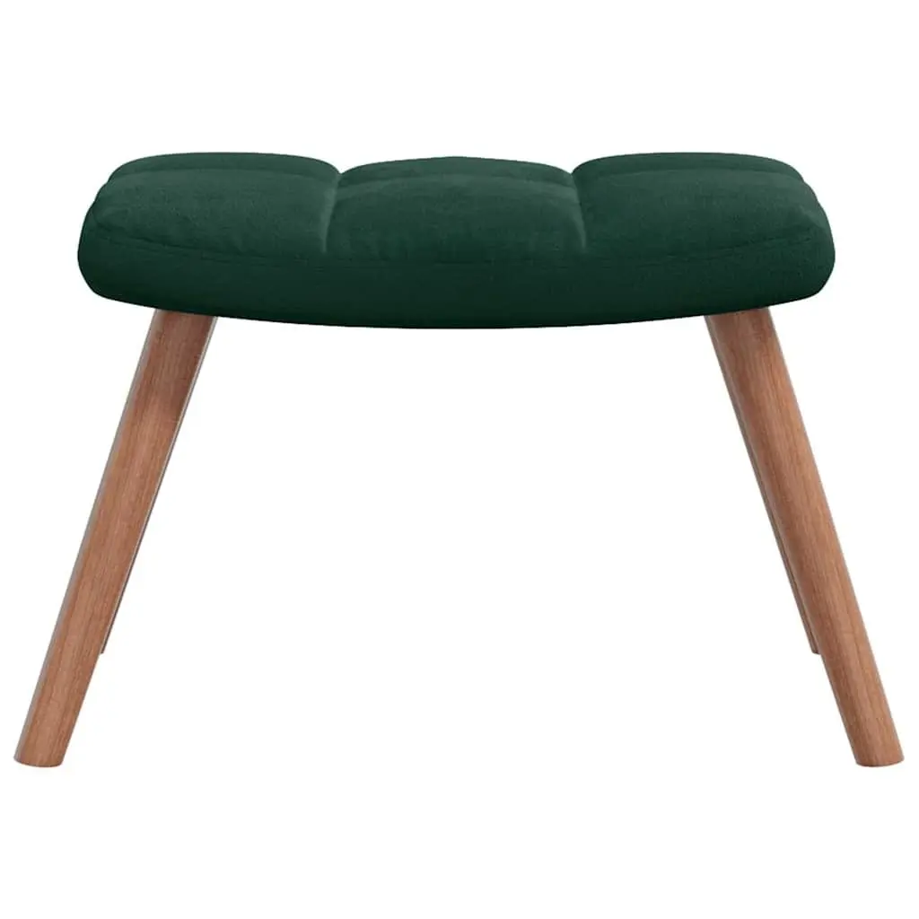 Velvet Armchair with Stool in Green