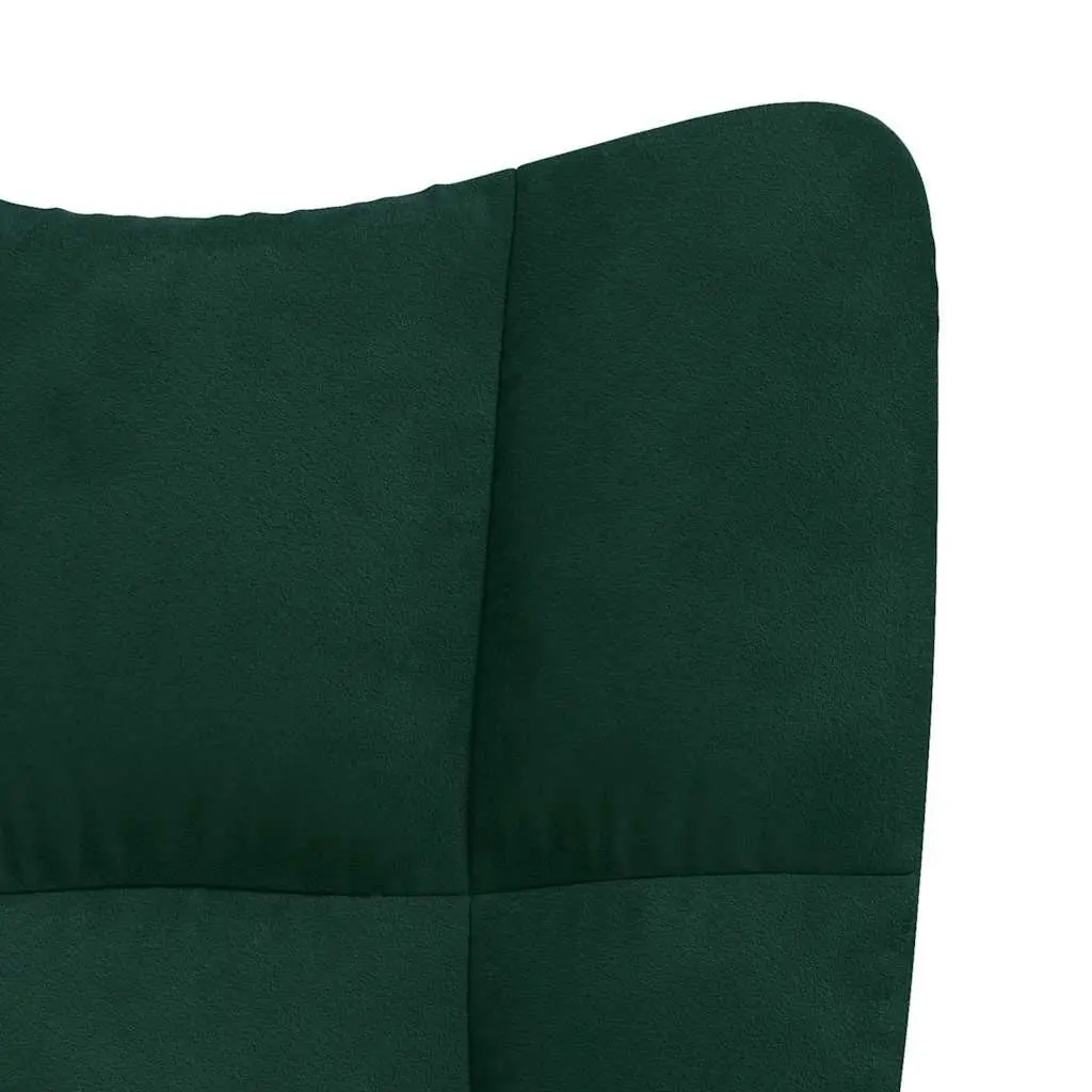 Velvet Armchair with Stool in Green