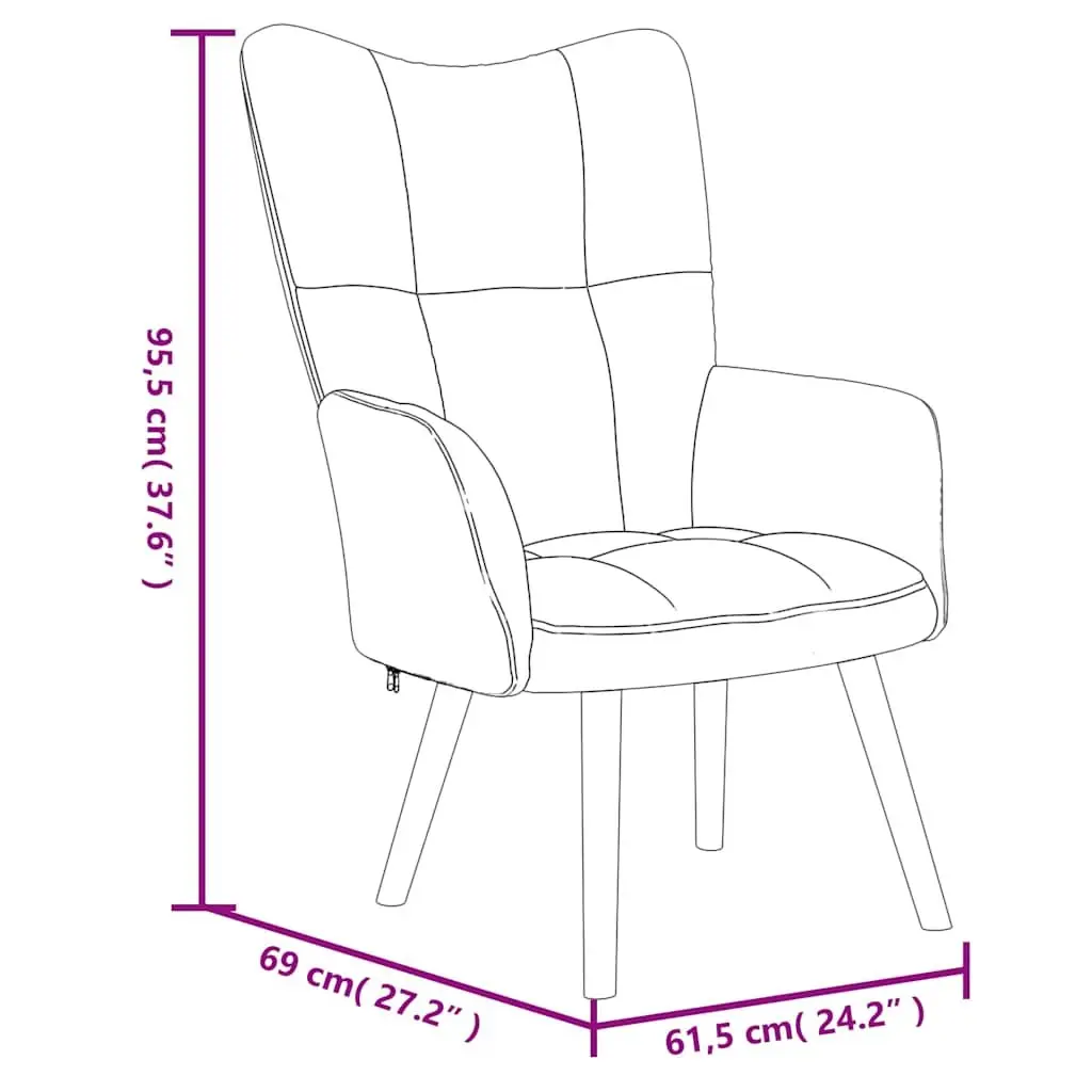 Velvet Upholstered Armchair with Matching Stool