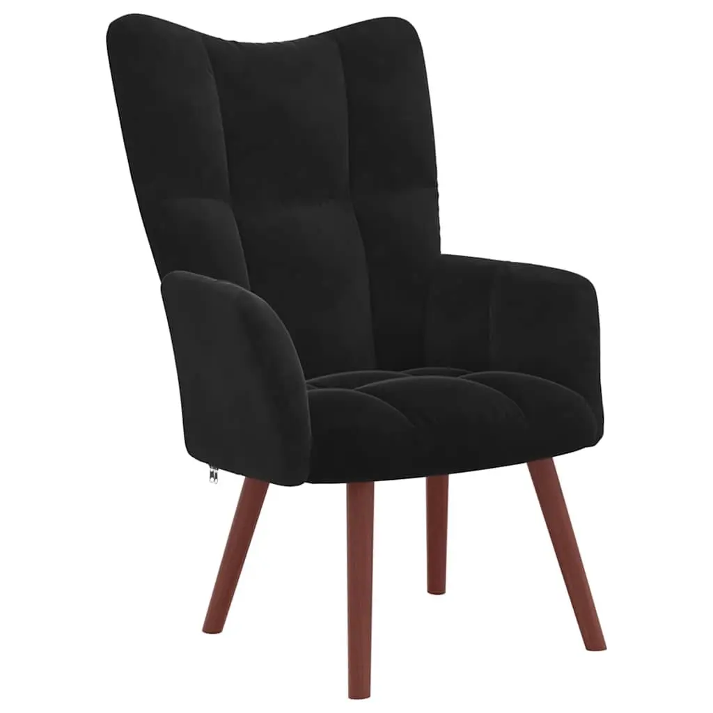 Velvet Upholstered Armchair with Matching Stool