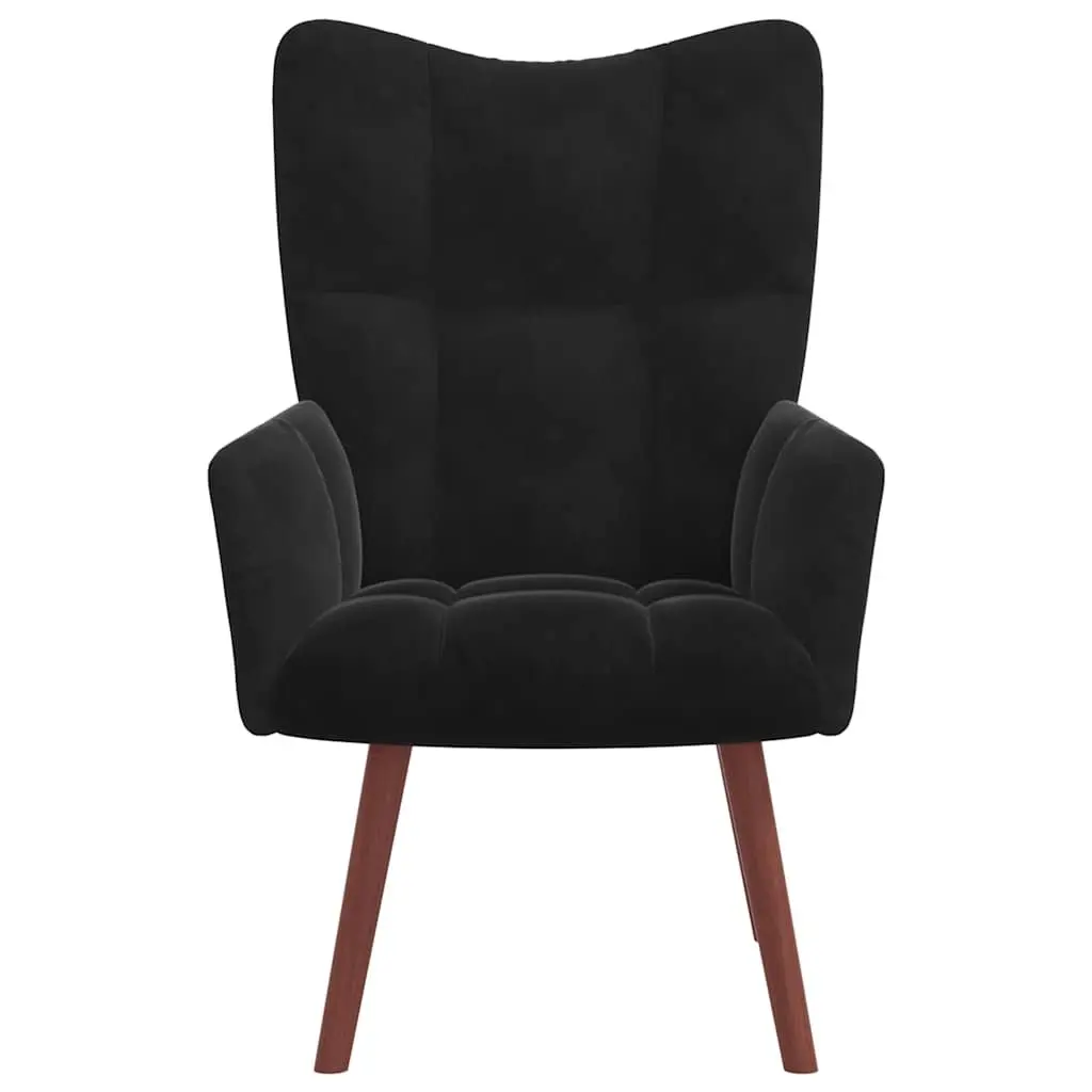 Velvet Upholstered Armchair with Matching Stool