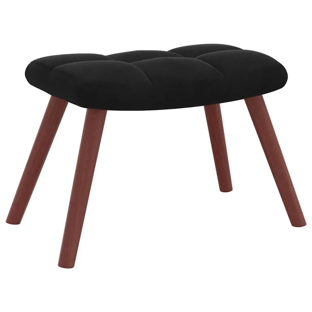 Velvet Upholstered Armchair with Matching Stool