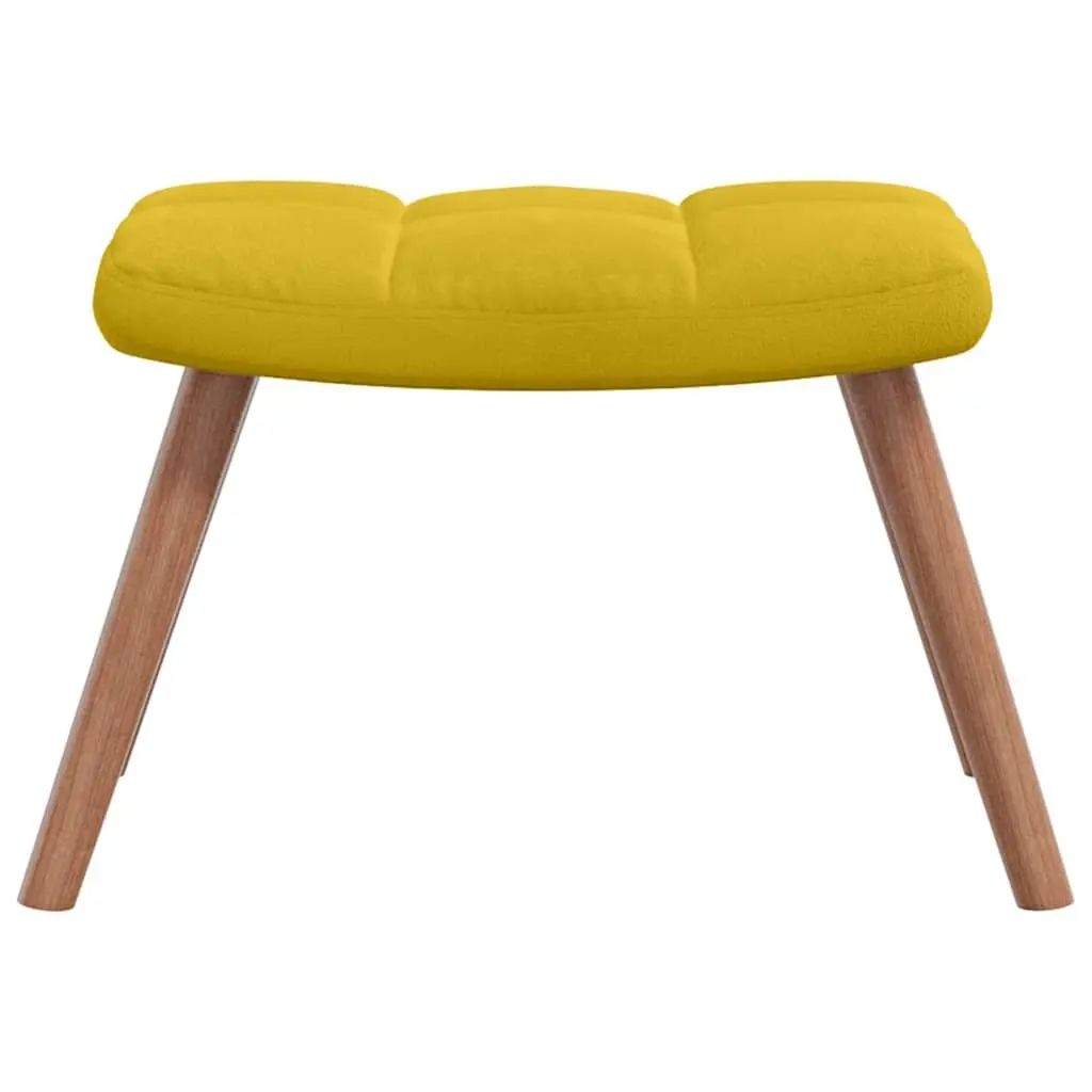 Armchair Mustard Yellow Velvet Padded Lounge Chair with Footstool Set