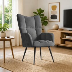 Chic Grey Velvet Lounge Chair for Cozy Spaces