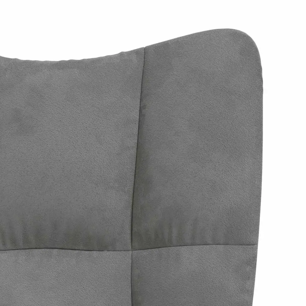 Relaxing Armchair Grey Velvet Upholstered Lounge Chair Comfortable Seating