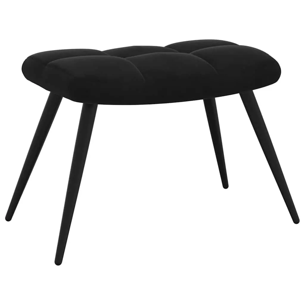 Black Velvet Relaxing Chair with Matching Stool