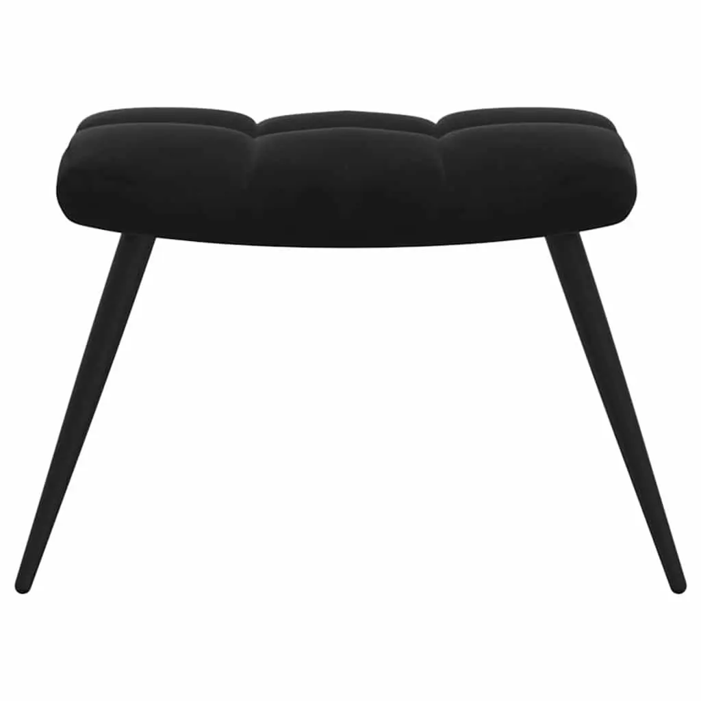 Black Velvet Relaxing Chair with Matching Stool