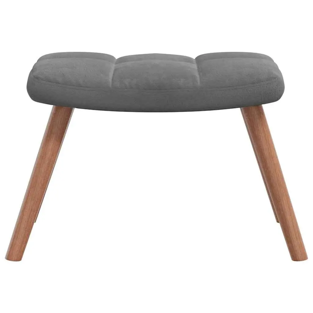 Rocking Chair with Stool Grey Velvet Upholstered Padded Armchair