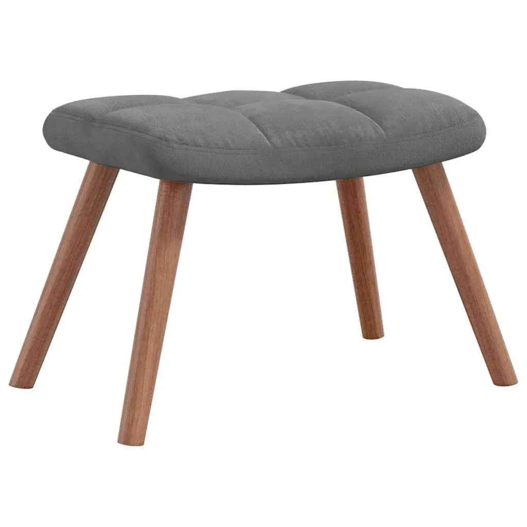 Rocking Chair with Stool Grey Velvet Upholstered Padded Armchair