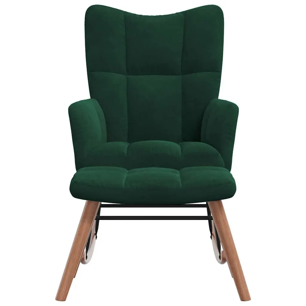 Green Velvet Rocking Chair with Matching Stool