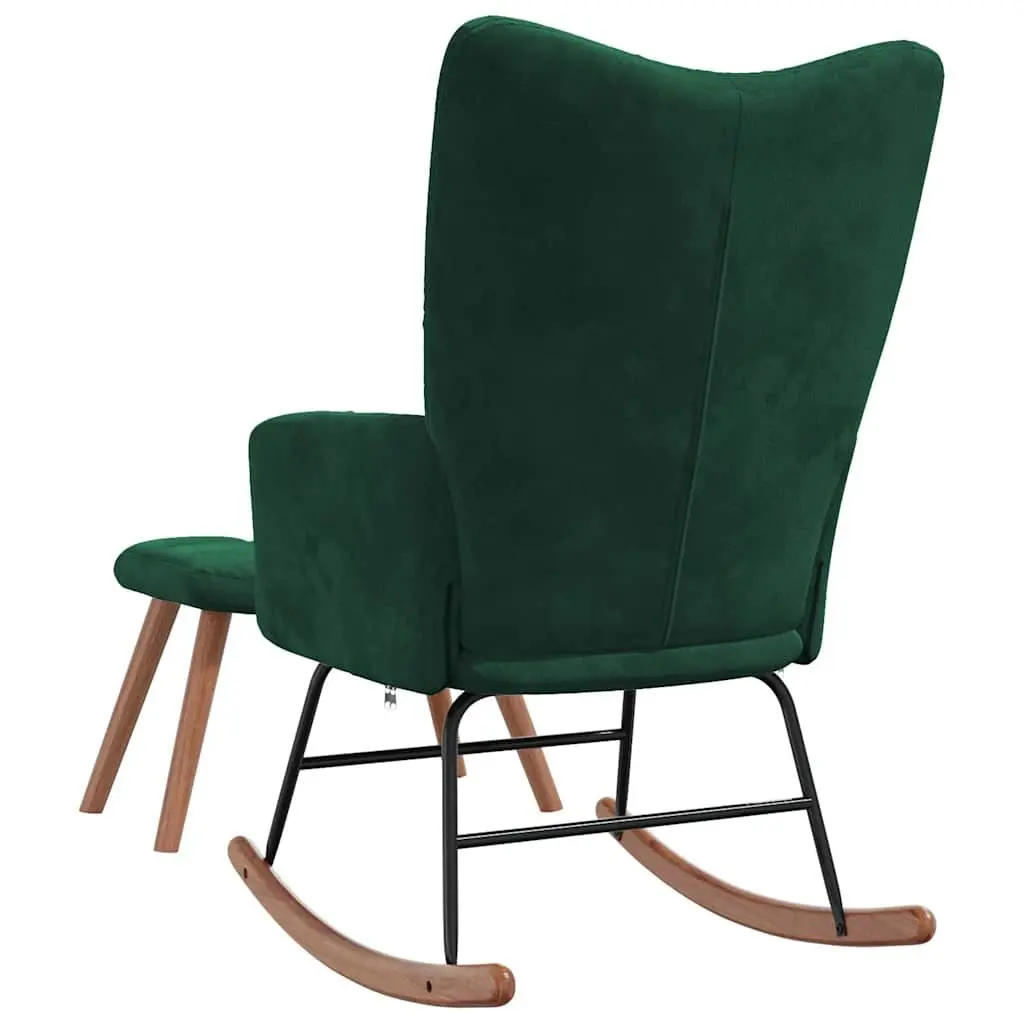 Green Velvet Rocking Chair with Matching Stool