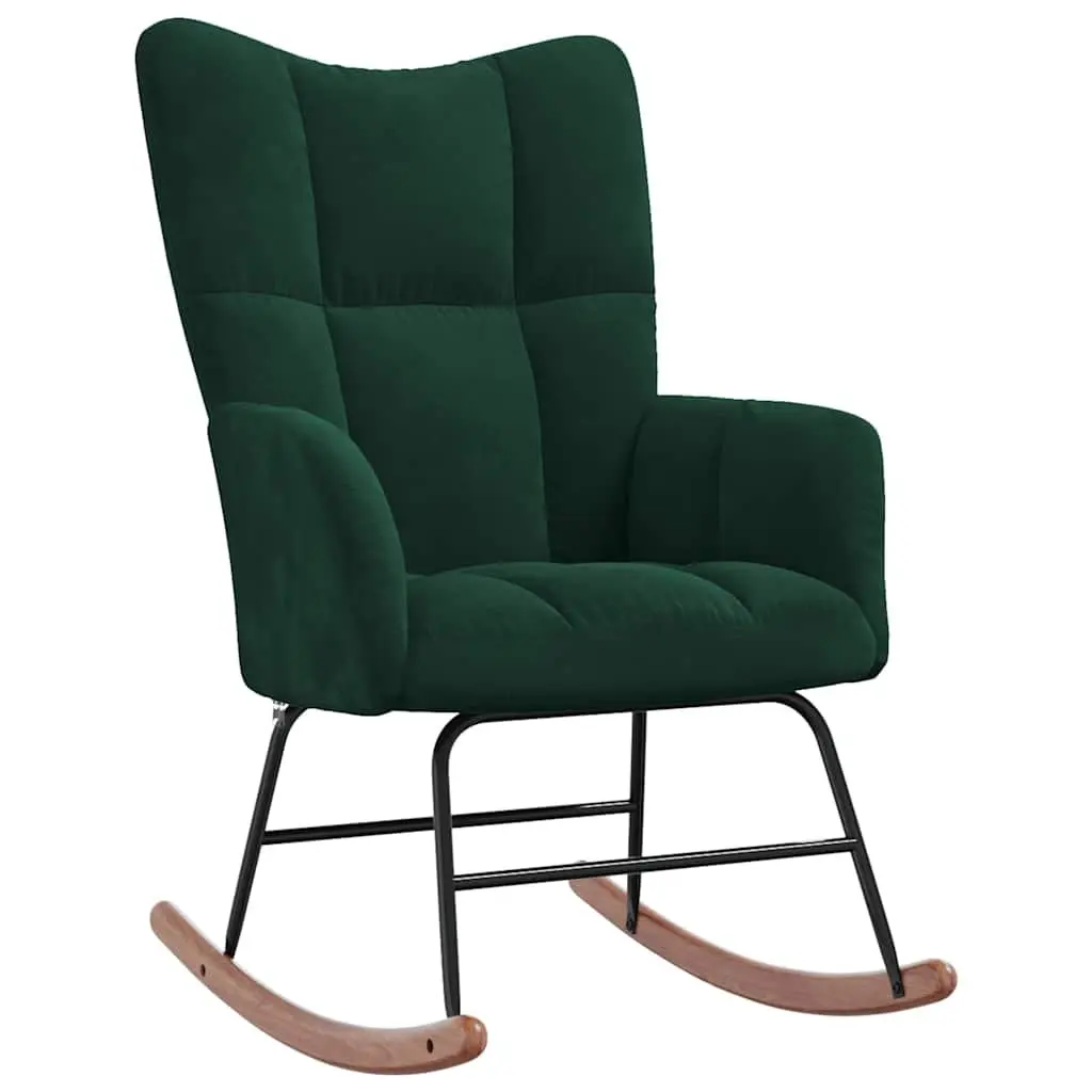 Green Velvet Rocking Chair with Matching Stool
