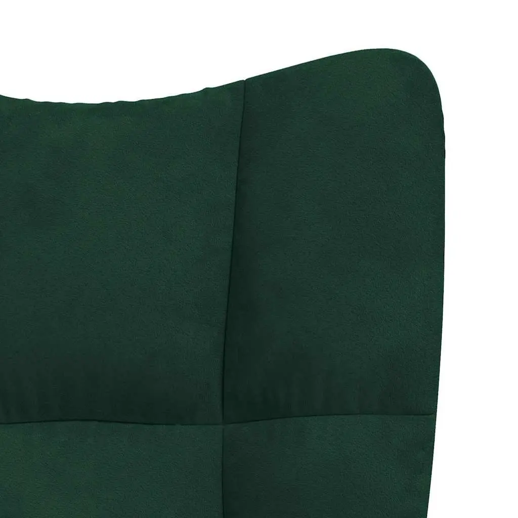 Green Velvet Rocking Chair with Matching Stool