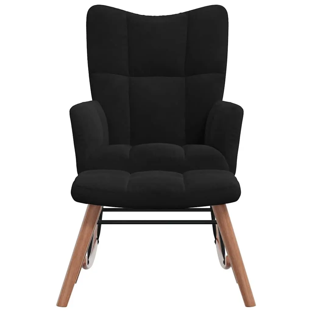 Black Velvet Rocking Chair with Stool