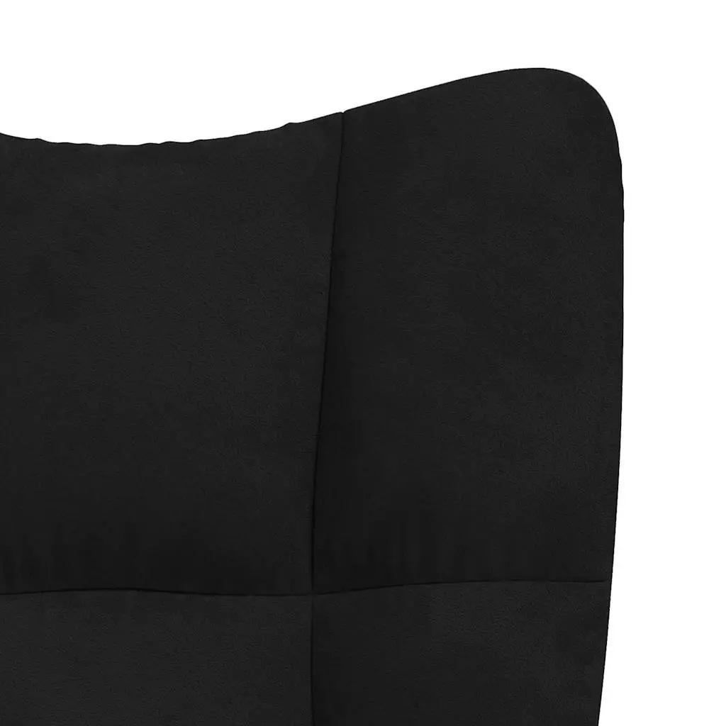 Black Velvet Rocking Chair with Stool