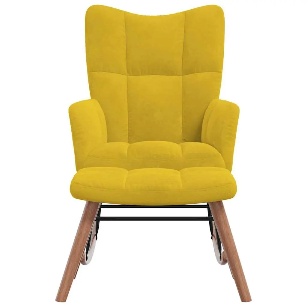 Yellow Velvet Rocking Chair and Stool Set