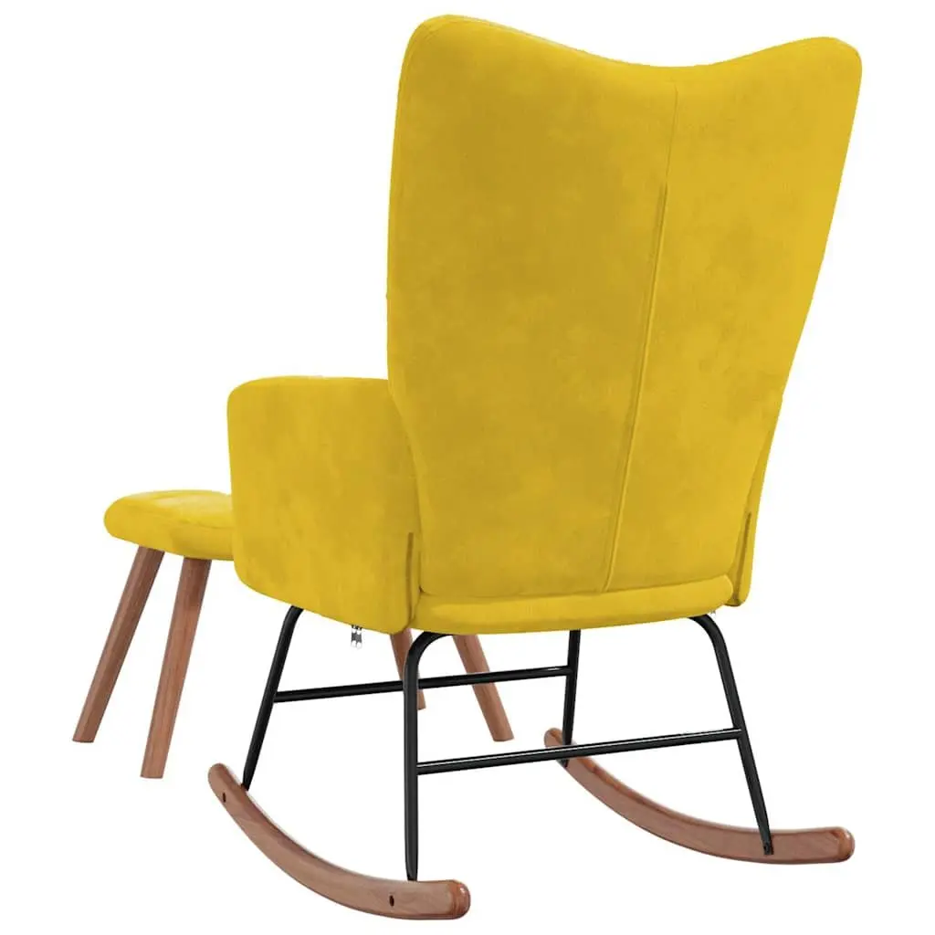 Yellow Velvet Rocking Chair and Stool Set