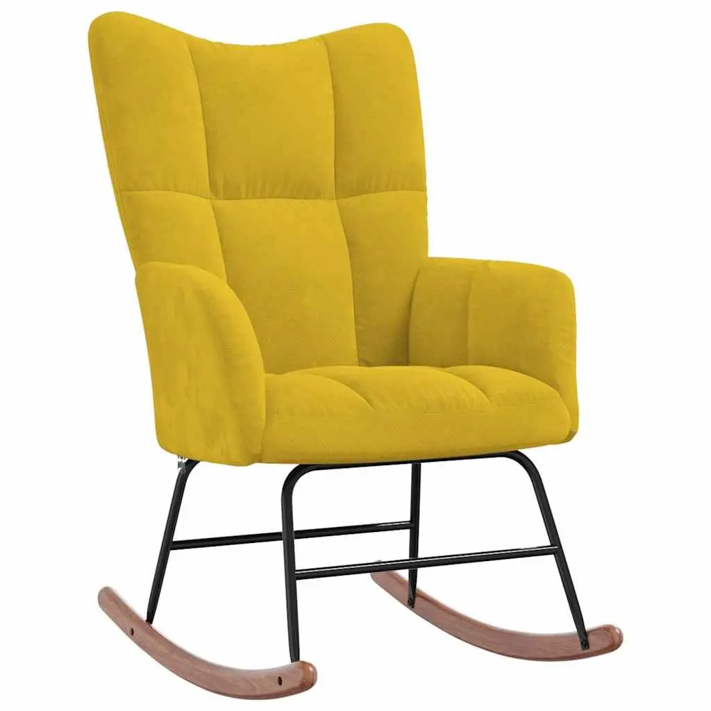 Yellow Velvet Rocking Chair and Stool Set