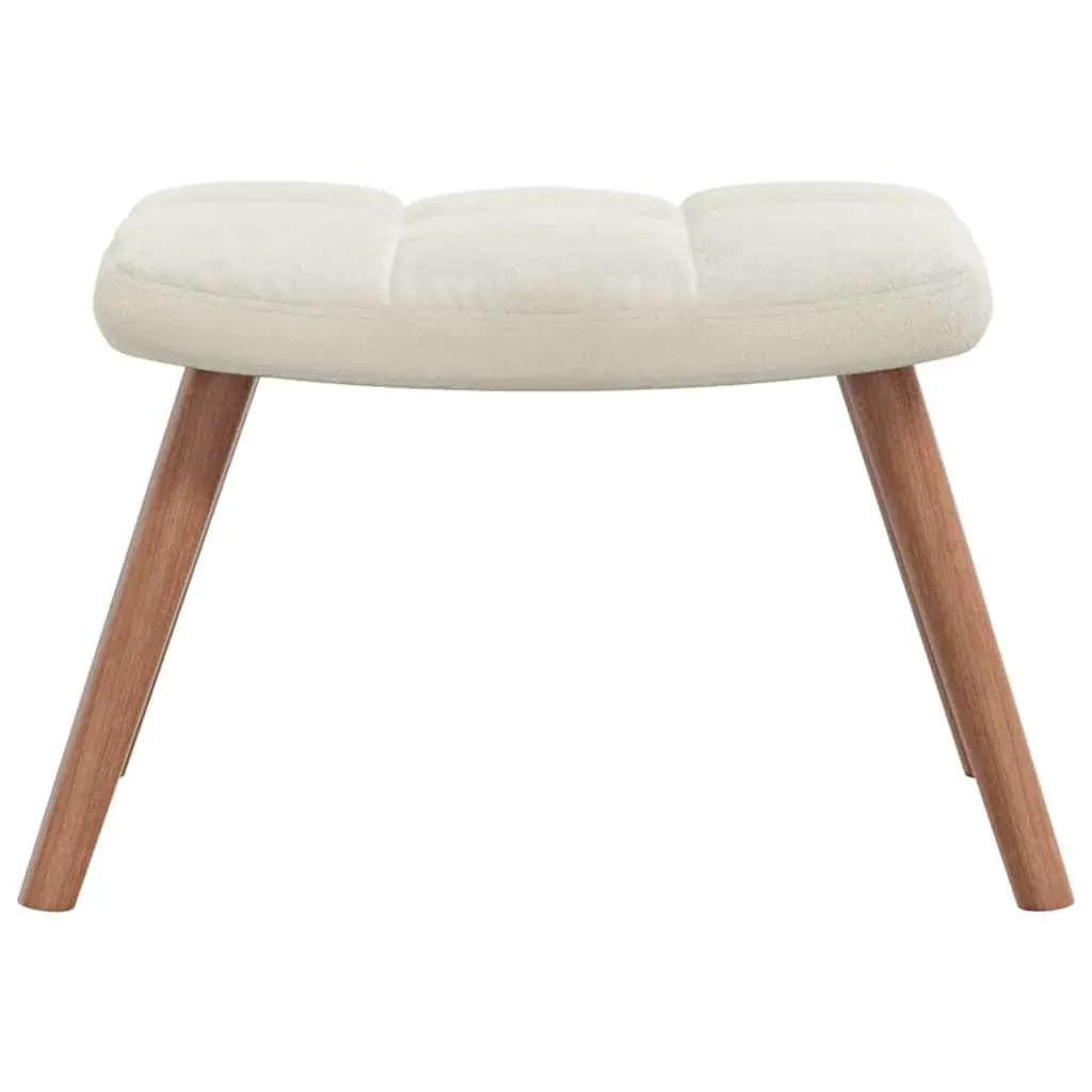 Rocking Chair with Stool Cream White Velvet Armchair