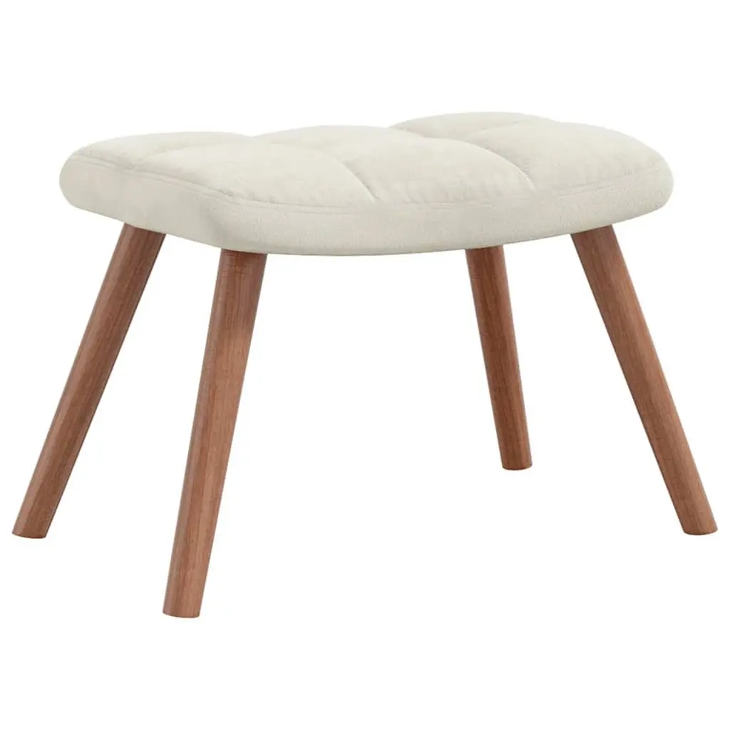 Rocking Chair with Stool Cream White Velvet Armchair