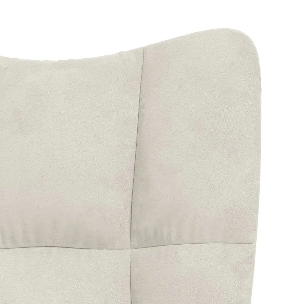 Rocking Chair with Stool Cream White Velvet Armchair