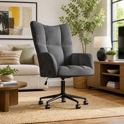 Grey Velvet Swivel Arm Chair for Office or Living Room