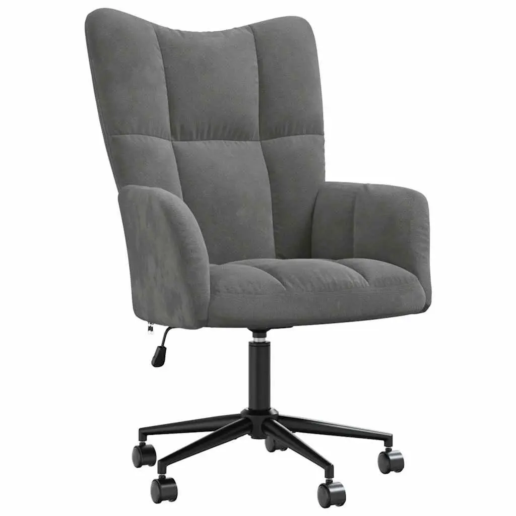 Grey Velvet Swivel Arm Chair for Office or Living Room
