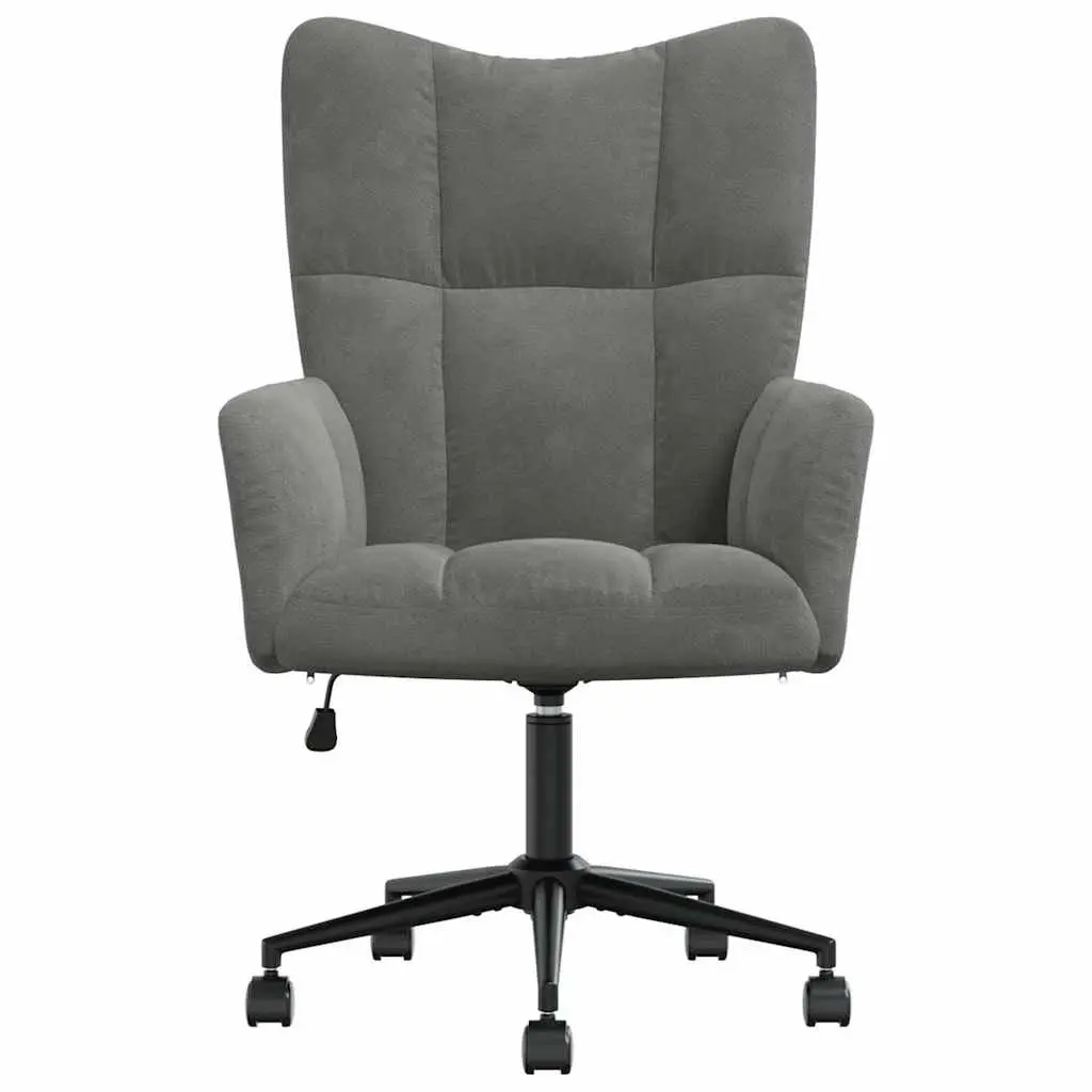 Grey Velvet Swivel Arm Chair for Office or Living Room