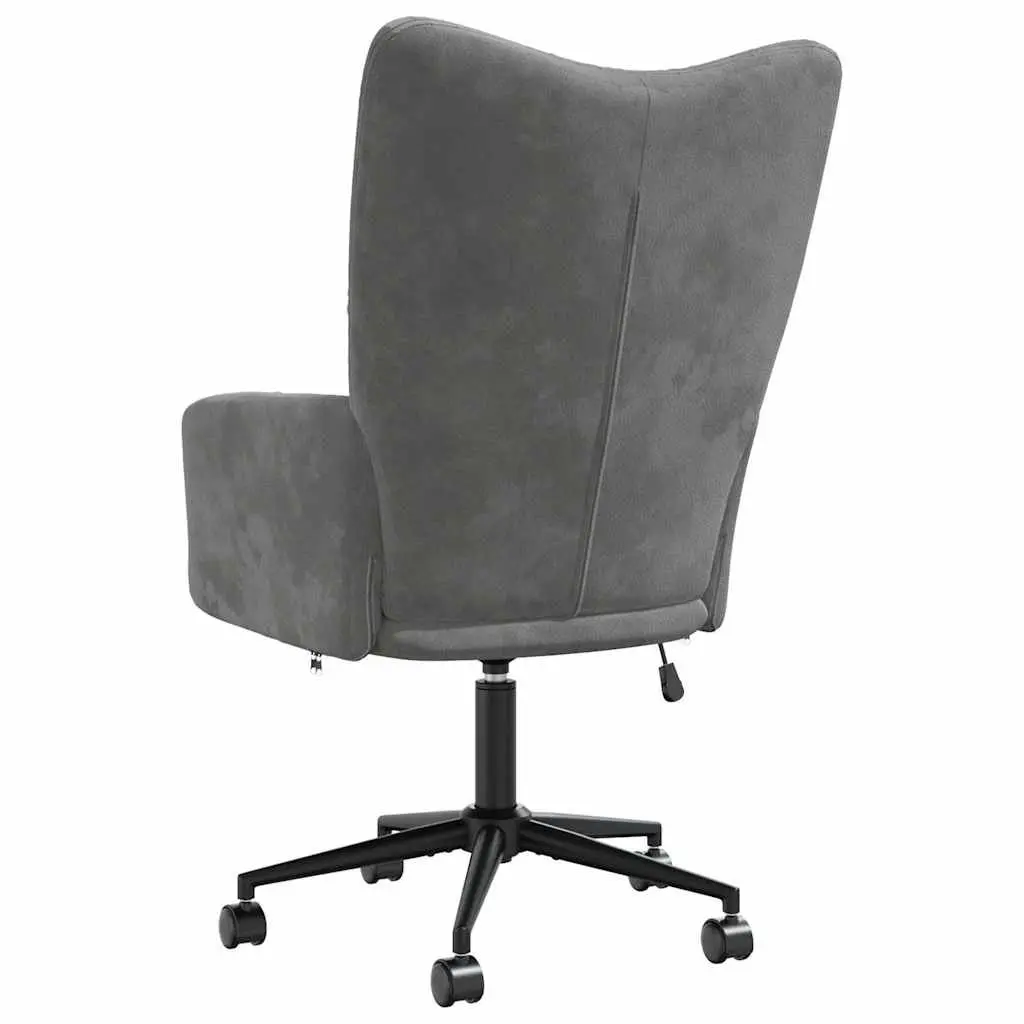 Grey Velvet Swivel Arm Chair for Office or Living Room
