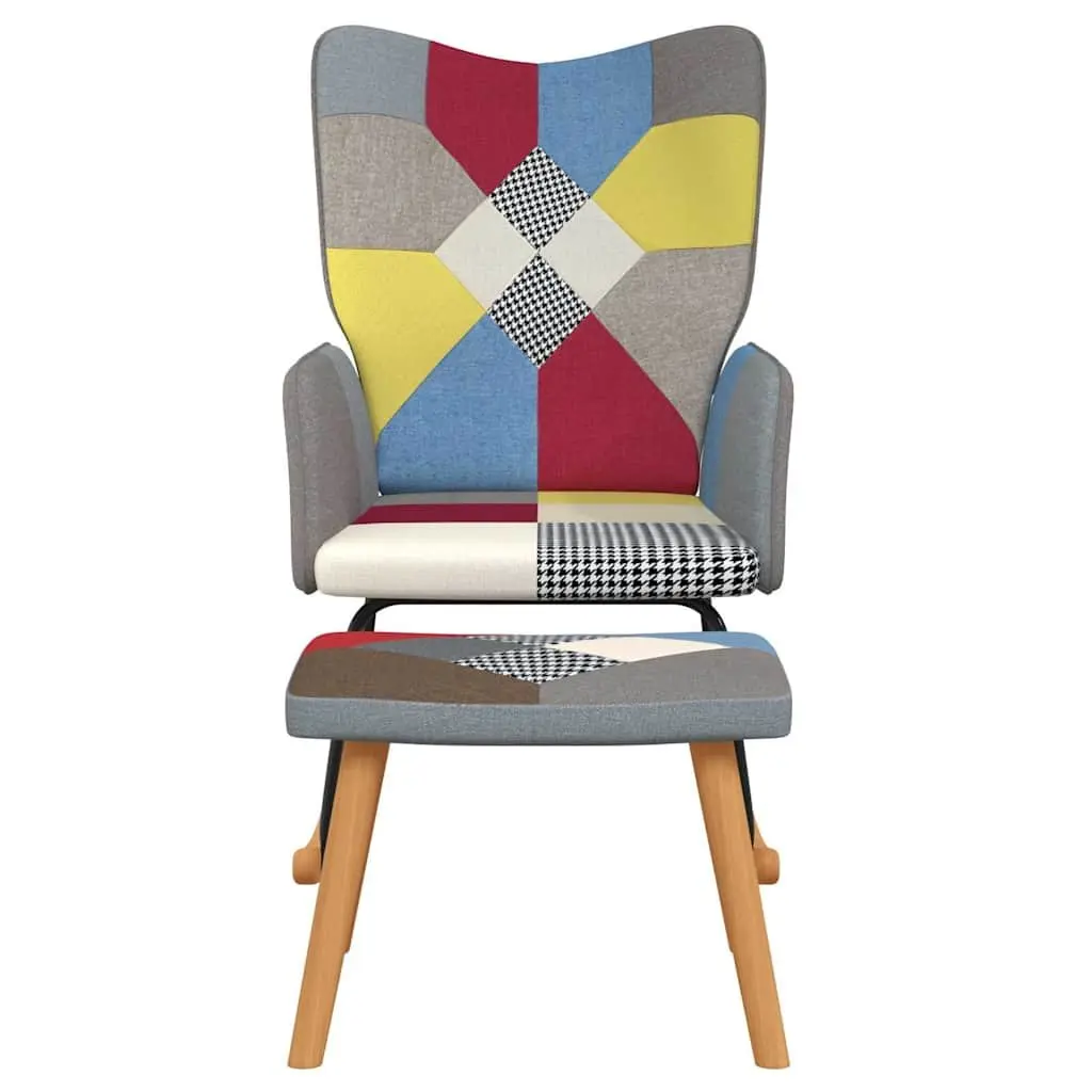 Patchwork Multicolour Rocking Chair with Matching Stool