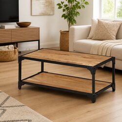 Vintage Solid Acacia Wood Coffee Table for Living Rooms