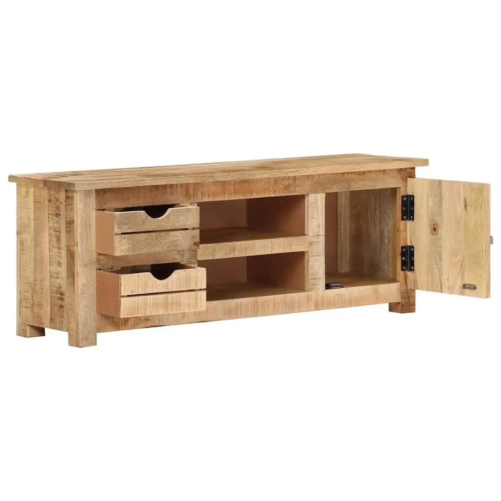 TV Cabinet 110x30x40 cm Rough Mango Wood Sideboard with Drawers Compartments