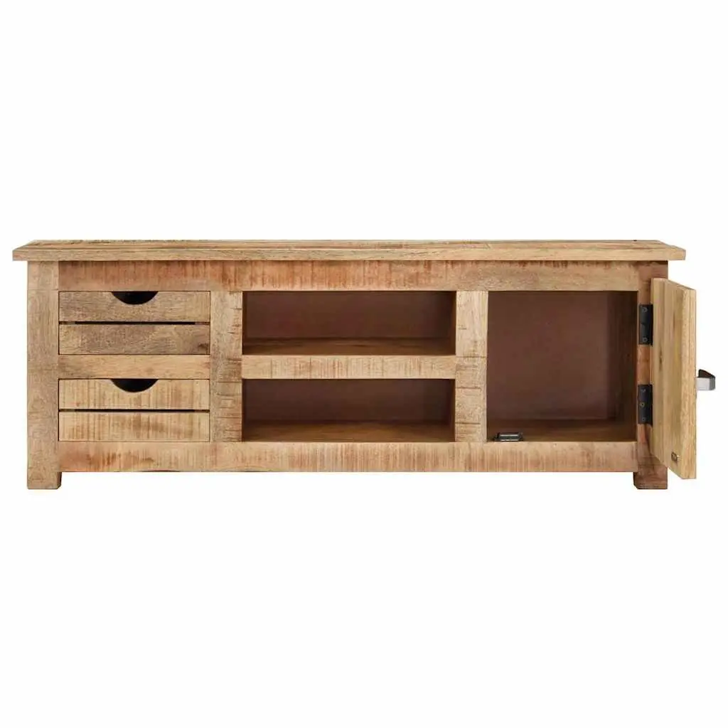 TV Cabinet 110x30x40 cm Rough Mango Wood Sideboard with Drawers Compartments