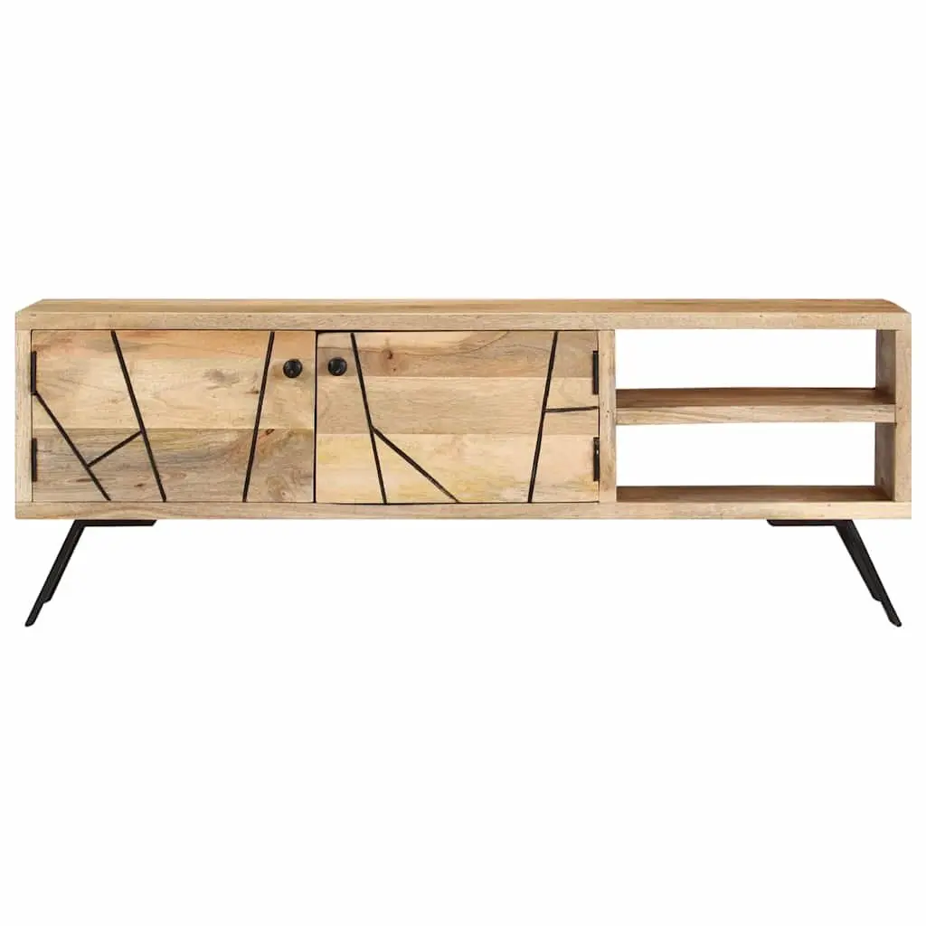 Solid Mango Wood TV Cabinet 110x30x40 cm Beige