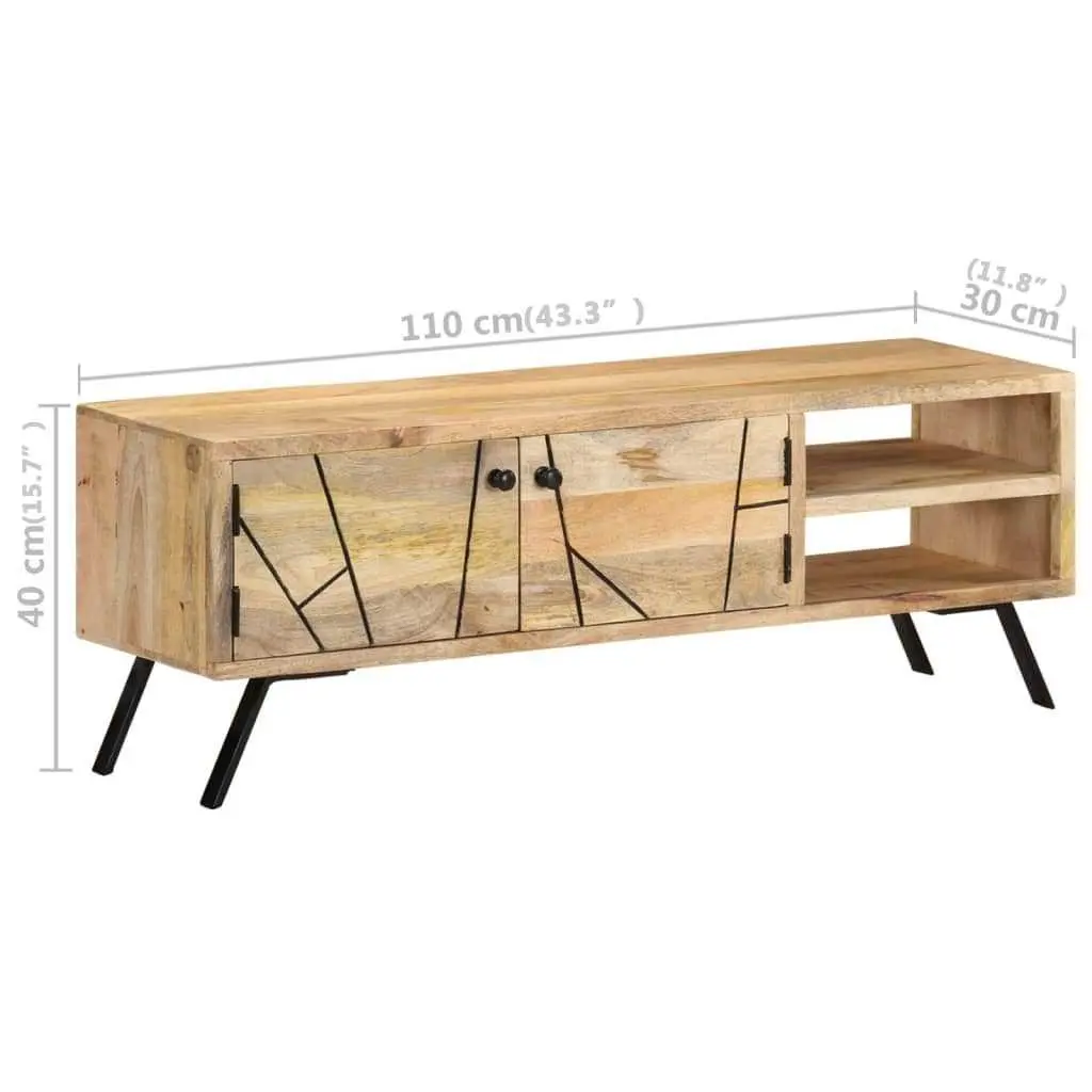 Solid Mango Wood TV Cabinet 110x30x40 cm Beige