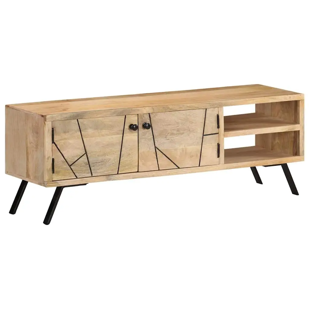Solid Mango Wood TV Cabinet 110x30x40 cm Beige