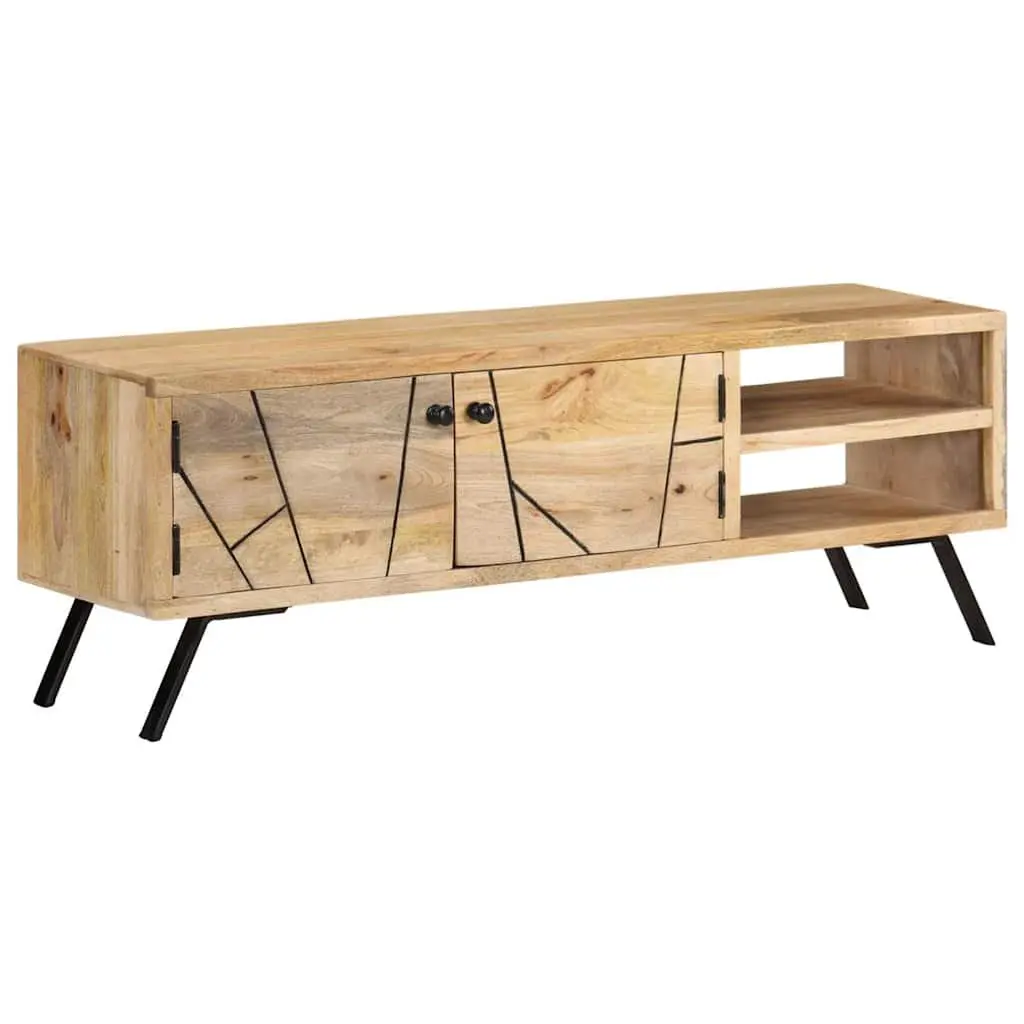 Solid Mango Wood TV Cabinet 110x30x40 cm Beige