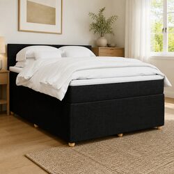 Double Fabric Dark Grey Box Spring Bed with Pocket Mattress