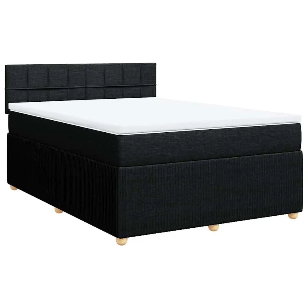 Box Spring Bed Pocket Mattress LED Lights Double Fabric Dark Grey