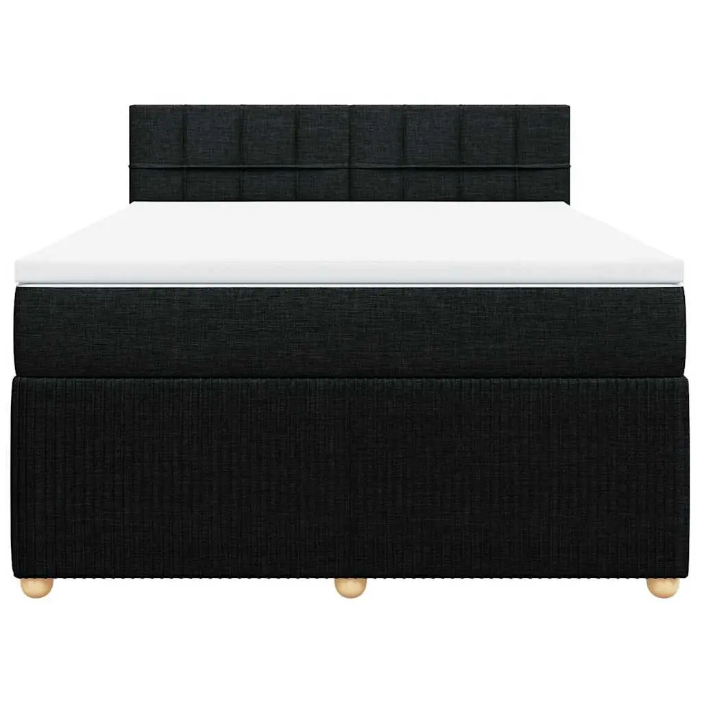 Box Spring Bed Pocket Mattress LED Lights Double Fabric Dark Grey