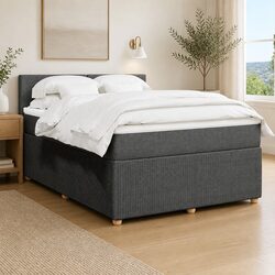 Grey Fabric Queen Box Spring Bed with Pocket Spring Mattress