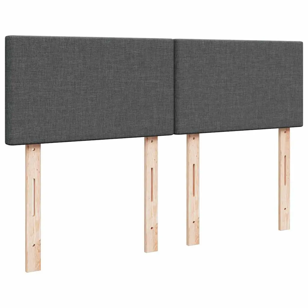 Queen Box Spring Bed Dark Grey Fabric Frame with Pocket Spring Mattress and LED Lights