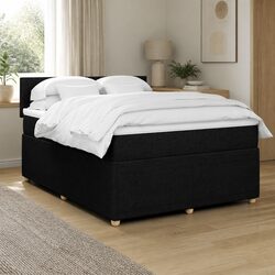 Queen Box Spring Bed with LED Lights and Pocket Mattress