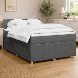 Queen Box Spring Bed with Pocket Mattress and LED Lights