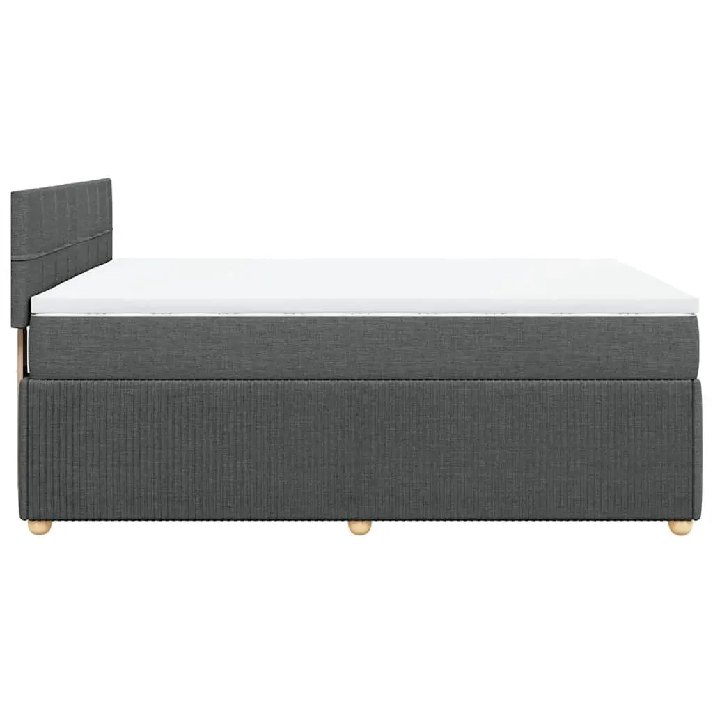 Queen Box Spring Bed Grey Fabric Pocket Spring Mattress with LED Lights
