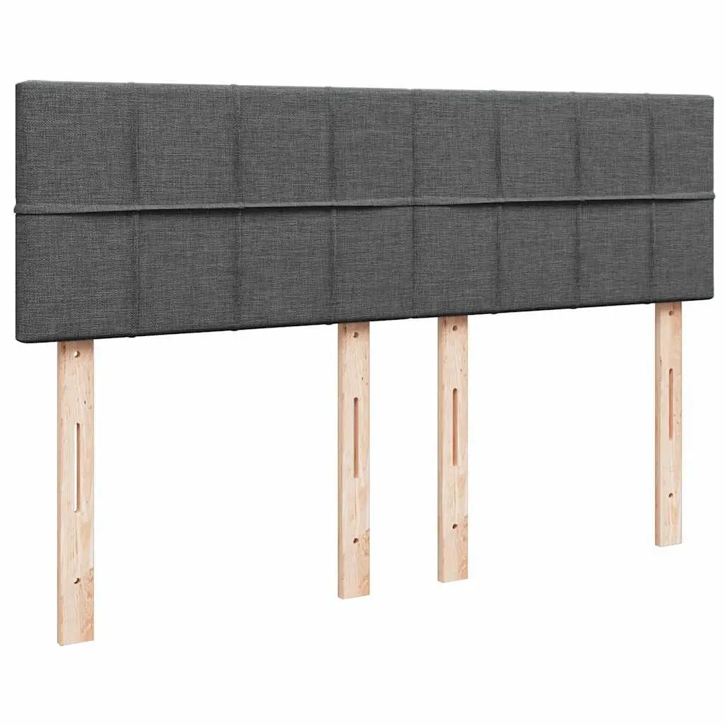 Queen Box Spring Bed Grey Fabric Pocket Spring Mattress with LED Lights