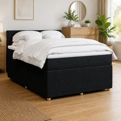 Queen Box Spring Bed with Pocket Spring Mattress and LED Lights