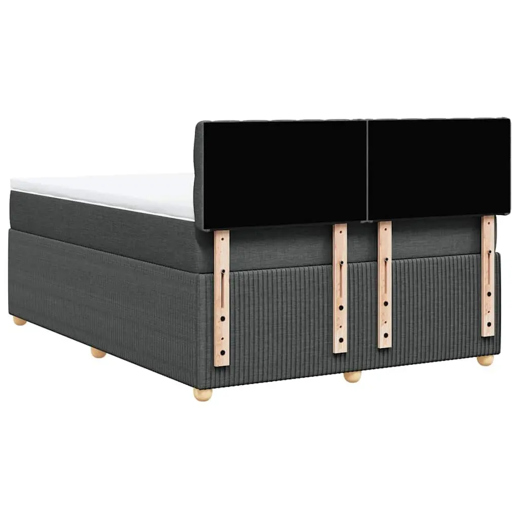 Queen Box Spring Bed Grey Fabric Pocket Spring Mattress with Adjustable LED Lights