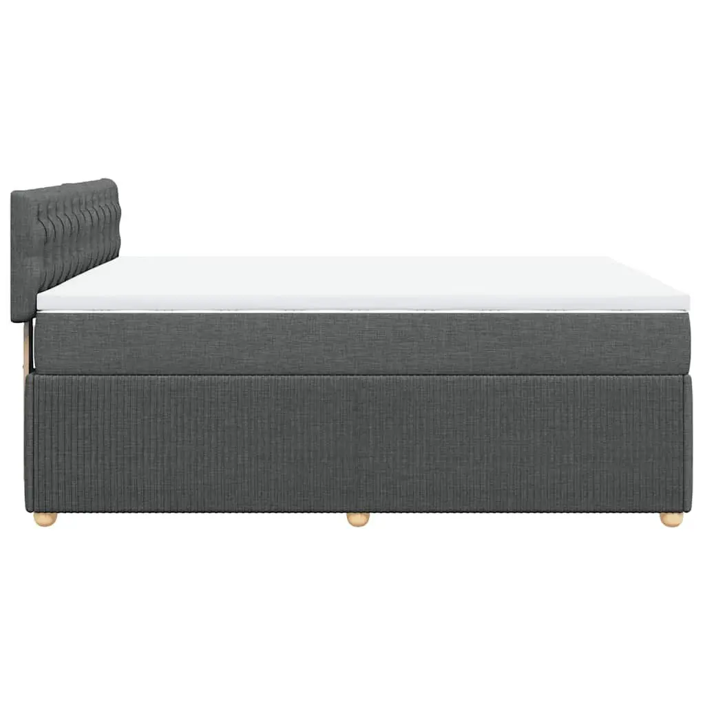 Queen Box Spring Bed Grey Fabric Pocket Spring Mattress with Adjustable LED Lights