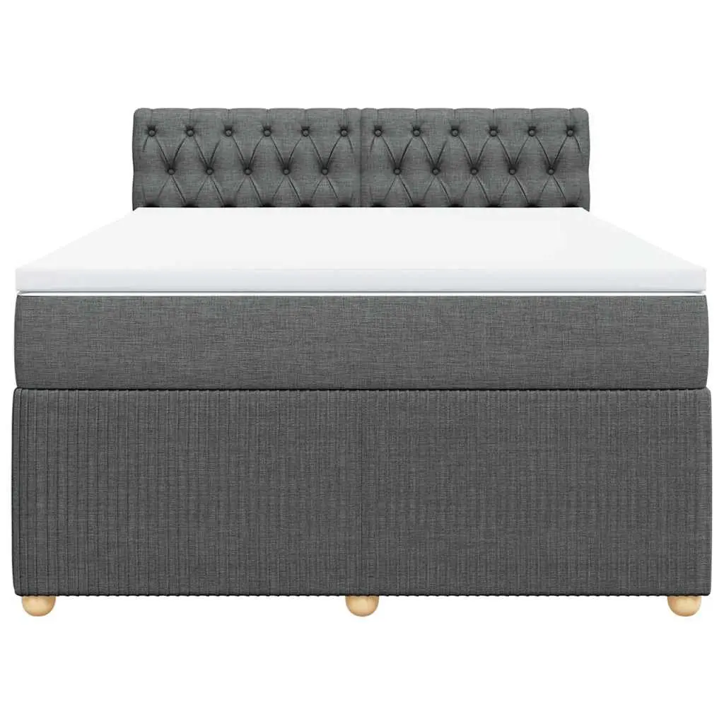 Queen Box Spring Bed Grey Fabric Pocket Spring Mattress with Adjustable LED Lights